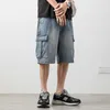 Shorts masculinos bolsos grandes carga jeans shorts para homens 2021 verão moda denim roupas namorado solto calças curtas harajuku streetwear t221129 t221129