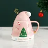 Mugs Coffee Tea Cup With Cover Star Spoon Christmas Santa Claus Gingerbread Man Tree Ceramic Mug Water Gifts