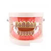 Grillz Dental Grills Hip Hop GoldenGrillz Chromatic Diamonds Dental Grills Purple Real Gold Fashion Cool Rappers Body Jewel DHPVS