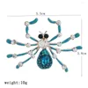 Broszki niebieski pająk brooch broszka garnitur Lapel Crystal Rhinestone Biżuteria Metalowa odzież szalik