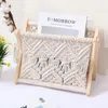 العناصر الجدة سلة التخزين المنسوجة القطن Nordic Boho Macrame Magazine Rack Desktop Book Swick 221129