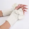 Осенние женщины милый лук теплые вязаные перчатки зимние женское готическое домашнее офис половина пальцев перчатки без пальцев модные твердые