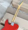 6 cordas guitarra elétrica vermelha com chama bordo de bordo bordo braço branca pickguard personalizável