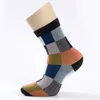 Men's Socks 5 PairsLot Combed Cotton Compression Fashion Colorful Square Happy Dress Men Size 39-45 221130