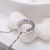 ペンダントネックレスdoyubo Authingic 925 Sterling Silver Circle Necklace for Women Love Pure Round Charms Chains Jewelry VA033