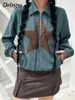 여성 S 재킷 달링 가가 빈티지 하라주 쿠 코디 겨울 재킷 스타 자수 풀 지퍼 업 코트 느슨한 레트로 미학 외투 세련된 221130