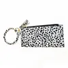 Key Rings Women Girls Leopard Pu Leather Bracelet Key Ring Bangle Keyring Circle Keychain Wristlet Keyrings Jewelry With Wallet Purs Dhs8Z