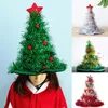 Рождественские украшения дерево световые шляпы зеленая ткань с взрослыми детьми Рождество Санта -Клаус Вечеринка Косплей 221130