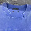 Men's T-Shirts Three-dimensional R blue wash retro splice short-sleeved t-shirt men and women T221130