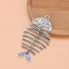 Pendentif Colliers 5pcs / lot Tibétain Argent Énorme Martelé Fishbone Fish Bone Charms Pendentifs Pour Collier Bijoux Fabrication Accessoires