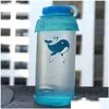 Bouteilles d'eau Fabricant Alimentation Bouilloire Souple De Qualité Alimentaire Tpu 750 Ml Extérieur Bouteille D'eau Pliable Portable Coupe De Sport Baleine Printin Dhfig