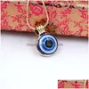 Pendant Necklaces Turkish Symbol Evil Blue Eyes Pendant Necklace Resin Bead Women Nazar Turkey Arabic Islamic Lucky Charm Gift Drop Dhwkq