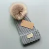 Çocuk pom Beanie şapka sıcak kış erkek kız kızlar beanies örgü çocuk şapkalar çocuk sahte kürk pom çıkarılabilir