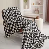 Blanket Throw Fuzzy White Black Checkered Flannel Fleece For Couch Bed Fluffy Plaid Plush Microfiber Fashion 221130