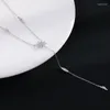 Chains Trendy Pendant 925 Sterling Silver Chain Necklace Shape Zircon Shiny Jewelry For Women Holiday Gift Mother
