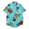 Camisas casuais masculinas 2022 Verão Floral Floral Tops Baggy Holiday Beach Hawaii