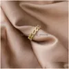 Bandringar koreansk design mikroinlaid zirkonringar fyrkantig ring enkel temperament öppnar lyxfinger smycken gåva drop de dhcgm