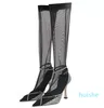 2022 women Ladies sexy Knee boots high heels Fashion booties dress shoes pillage toe pionted toes wedding party buckle diamond Str5429603