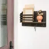 Hooks Wall Mounted Mail Holder houten sorteerorganisator met 4 dubbele sleutel en een drijvende plank rustiek huisdecor