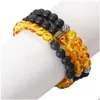 Charm Bracelets Charm Stone Bracelet 8Mm Volcanic Lava Beads Elastic Bracelets Fashion Jewerly For Men Women Gift Psera Hombre Drop Dhqyg