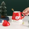Mokken koffie thee beker met dekking ster lepel kerst kerstman claus peperkoek man boom keramische mok water geschenken