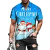 Camicie casual da uomo Natale colorato Stampa corta Camicia con risvolto a maniche lunghe Bottoni stile hawaiano Top Blusa per costume da festa per feste 221130