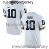 Cousu Michigan Wolverines # 10 Devin Bush Jr. Jersey Blanc NCAA 20/21 Personnalisé n'importe quel numéro de nom XS-5XL 6XL