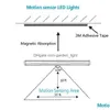 Gece Işıkları LED Dolap Işıkları USB Lityum Pil Şarj Edilebilir Kablosuz Lamba Gövde Algılama Işık Çubuğu Manyetik Şerit Duvar Dolap D DHR7V