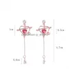 Cuelga la lámpara elegante geométrico corazón cristal pendientes largos para las mujeres lindo delicado circón fiesta pendientes joyería regalos dhxaq