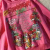 Kvinnors hoodies tröjor kawaii rose rött tecknad bokstav tryck tröja vintage streetwear mode toppar o nack casual tonåringar kläder goth punk 221129