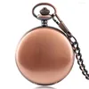 Pocket Watches Vintage Red Copper Watch Double Hights Hunters Arabiska siffror Display Punk Chain Pendant Clock Quartz Movement