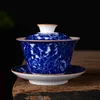 Çay Tureen Gaiwan Dehua Çay Santai tek kase el boyalı Çin geleneksel desen kapağı