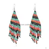 Dangle Chandelier Christmas Fashion Jewelry Beaded Tassels Dangle Earrings Handwoven Xmas Tree Santa Claus Colorf Rice Beads Drop D Dhjb0