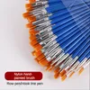 Stylos de peinture 100 pcs fine main tête plate courte pinceau ensemble nylon acrylique s numérique artiste huile rangée stylo art fournitures 221130