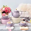 Dinnerware Sets Court Style Afternoon Tea Set Colorful Cup And Saucer Coffee Cups Pumpkin Grain Teapot Graceful Drinkware With Plate 1set