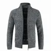 Mens Sweaters Autumn Winter Polyester Stand Collar Long Sleeve Cardigan Knitted Zipper Loose Solid Fashion Casual 221130