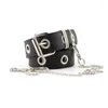 Celra Mulheres Punk Belt Punk Design Original Anel Lady Chain Trend Leather Magogo