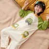 Vêtements de nuit pour femmes enfants automne pur coton une pièce loisirs combinaisons doux confortable décontracté garçon et fille maison vêtements