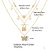 Pendant Necklaces Fashion Jewelry Mtilayer Pendant Necklace Metallic Heart Stars Loket Butterfly Chocker Necklaces Drop Delivery Pend Dhitv