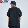 T-shirts voor heren regenboogtouches gewassen t-shirt mannen originele merk vintage unisex high street earth patroon oversized mode mannen grafische t-shirts t221130