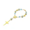 Strand religieuze strass kristal metaal rozenkrans kralen armband Christus Jezus kruis hanger voor vrouwen mannen gebed sieraden geschenk