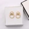 18K Gold Plated Luxury Brand Designers Double Letters Stud Round Pearl Geometric Famous Women 925 Silver Crystal Rhinestone Earring Wedding Party Jewerlry Gifts