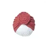 Berets Cute 1PCS Solid Stripe Braid Flower Baby Girls Hat Infant Toddler Kids Knot Turban Children Beanie Cap Po Props