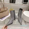 Toppdesigner Satin Crystals Boots All-Over Syntetic Crystals Luxury Gemensamt kvinnors botten icke-halk Ankelstövlar Färgstorlek 35-40