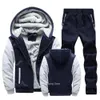 Hommes Vestes À Capuche D'hiver Épais Chaud Veste Hoodies Patchwork Sweat Pantalon Décontracté Camouflage Fermeture À Glissière À Manches Longues Streetwear Pour Hommes 221130