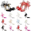 2023 Sandali Décolleté Averly Fiocchi Scarpe con scatola Tacchi alti da donna Sandalo Aveline con fascinator in maglia di grosgrain asimmetrico