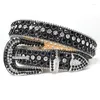 Belts Western Rhinestone Belt Cowgirl Cowboy Bling Diamond Studded Luxury Leather Strap Men For Goth Jeans Ceinture Femme