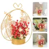 Decorative Flowers Year Red Flower Decoration Berries Tree Basket Chinese Wedding Bonsai Berry Artificial Centerpiece Ornament Decor Table