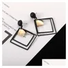 Stud Fashion Jewelry Womens Square Dangle Stud Boucles d'oreilles Lady Geometry Drop Delivery Dhxsw