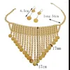 Necklace Earrings Set Coin Pendant Wide Gold Plated For Women Muslim Sets Items Wedding Fashion